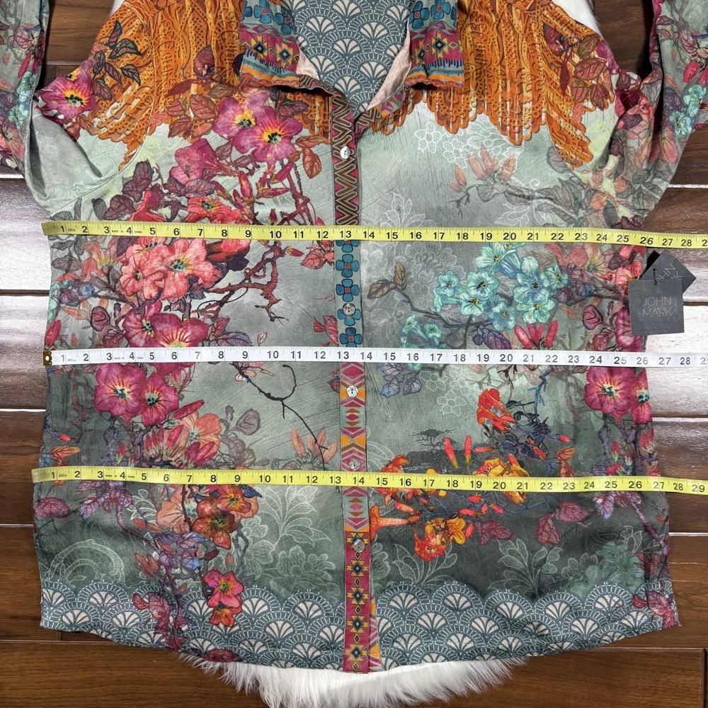 John Mark Women's Size 2X Mixed Print Button Front Blouse Top Wired Collar - Picture 5 of 11